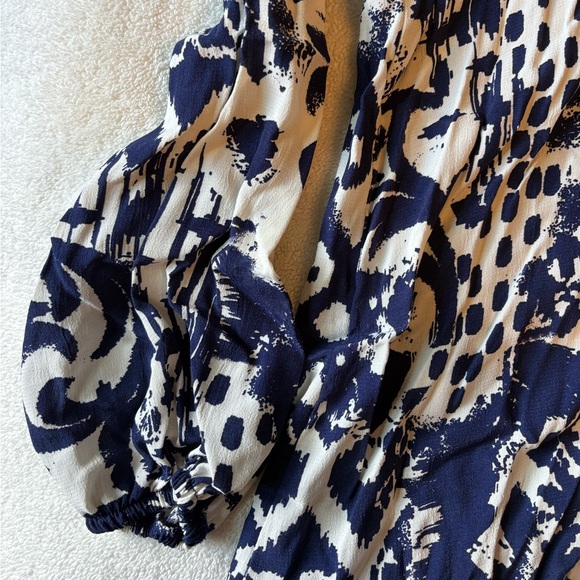 NWT Zara Bohemian Tunic Dress, oversized/flowy fit. Blue white. Sz Medium - Picture 3 of 6